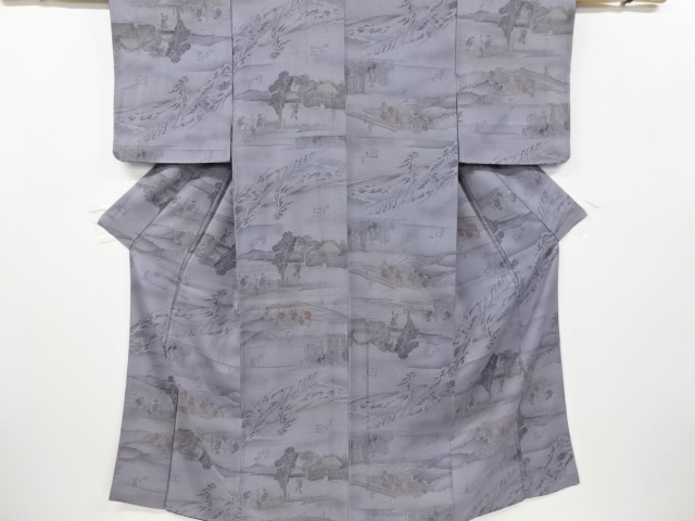 リサイクル　東海道五十三次模様小紋着物